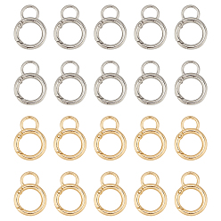 Platinum & Golden 20Pcs 2 Colors Alloy Spring Gate Ring, with Loop, Circle Key Rings, for Handbag Ornaments Decoration, Cadmium Free & Lead Free, Platinum & Golden, 33x24x3.5mm, Hole: 9x7mm, 10pcs/color