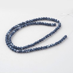 Royal Blue Natural White Jade Bead Strands, Round, Dyed, Royal Blue, 4mm, Hole: 1mm, about 104pcs/strand, 15.7 inch(400mm)