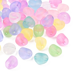 (52) Непрозрачная лаванда Бисера матовым акриловым, сердце, разноцветные, 13x15.5x12 мм, отверстие : 3 мм