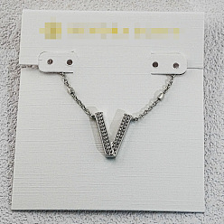 Letter V Латунные инициальные подвески-ожерелья для женщин, платина, Буква V, 15.75 дюйм (40 см)