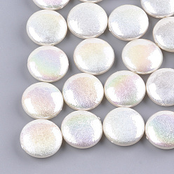 Seashell Color Acrylic Imitation Pearl Beads, AB Color, Flat Round, Seashell Color, 24.5x8.5mm, Hole: 1.5mm