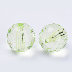 Lawn Green Transparent Acrylic Beads, Faceted, Round, Lawn Green, 8x8mm, Hole: 1.5mm, about 1770pcs/500g