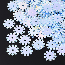 Светло-Голубой Аксессуары для орнаментов, пластиковые пайетки / блестки из пвх, горячее колесо, Небесно-голубой, 8~8.5x0.4 мм, Отверстие : 1 мм , около 20000 шт / 500 г