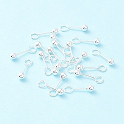 Серебро 925 Шпилька для ушей из стерлингового серебра с резьбой в виде шарика, Винтовые штифты с шаровой головкой, серебряные, 17x4 мм, отверстие : 3.4 мм, штифты : 0.7 мм