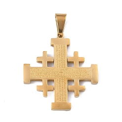 Черный 304 подвески из нержавеющей стали, Иерусалимский крест с амулетом «Молитва Господня»., вакуумные покрытия, долговечный, чёрные, 34.5x31.5x2.5 мм, отверстие : 7x4 мм