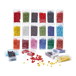 Mixed Color Glass Seed Beads, Opaque Colors Lustered, Round, Mixed Color, 6/0, 4mm, Hole: 1.5mm, 24colors, about 120pcs/color