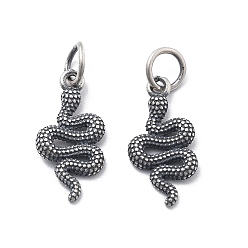 Античное Серебро 925 стерлингов серебряные подвески, змеиные чары, с перемычками и 925 штампом, античное серебро, 16.5x8x2 мм, отверстие : 3.5 мм