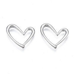Платина Соединительные кольца из сплава для покрытия стойки, без кадмия, без никеля и без свинца, сердце, платина, 14x16.5x2 мм, внутренний диаметр: 6x13 мм