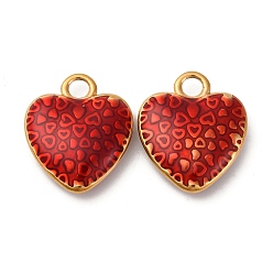 (123L) Белый крем непрозрачный блеск 304 нержавеющей стальной эмали подвески, шарма сердца, золотые, огнеупорный кирпич, 20x17x5 мм, отверстие : 3 мм