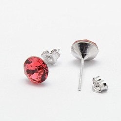 227_Light Siam Aretes de cristal austriaco, con 925 pendientes de plata de ley, 227 _Light siam, 16x7 mm, pin: 0.8 mm