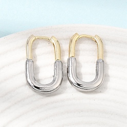 Real 18K Gold Plated Oval Brass Hoop Earrings for Women, Rack Plating, Long-Lasting Plated, Cadmium Free & Lead Free, Real 18K Gold Plated, 25x15x3.5mm