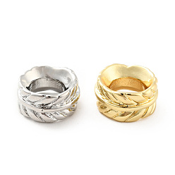 Платиновый & Золотой Spacer бисер латунные, без кадмия и без свинца, перо, платиной и золотом, 12x6 мм, отверстие : 6 мм