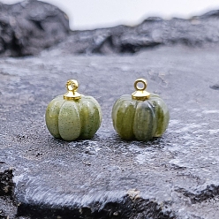 Другие Нефриты Маленькие резные подвески в виде тыквы из натурального нефрита, 13~14 мм