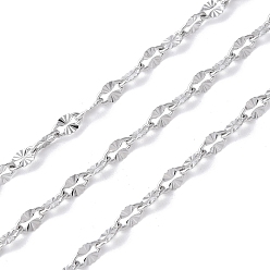 Нержавеющая Сталь Цвет 304 текстурированные цепные звенья из нержавеющей стали, пайки, с катушкой, цвет нержавеющей стали, 5.5x3x0.5 мм