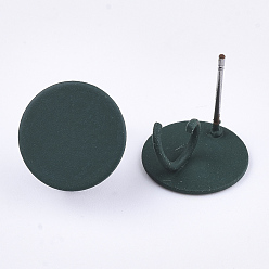 Темно-серый Окрашенные спрей железные серьги, со стальными булавками и петлей, плоско-круглые, темно-серый, 12 мм, отверстие : 4 мм, штифты : 0.7 мм