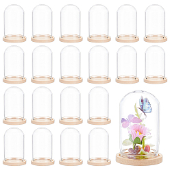 Прозрачный 30 шт. купольная крышка из арочного стекла, декоративная витрина, террариум в виде колокольчика, с 30настройками для деревянных подносов, прозрачные, 3x4.95 см