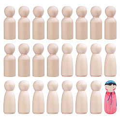 Античный Белый 24 шт. 2 стили незаконченные деревянные куклы-прищепки украшения для витрин, для рисования ремесленных художественных проектов, старинный белый, 23.5~24x65 мм, 12 шт / стиль