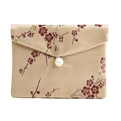 Бледно-Золотистый Мешочки для хранения ювелирных изделий с тканевой вышивкой и цветами, сумки-конверты, для браслетов, , прямоугольные, бледно золотарник, 8x10 см