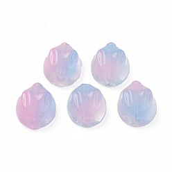 Light Sky Blue Two Tone Transparent Spray Painted Glass Beads, Rabbit, Light Sky Blue, 14x12x8mm, Hole: 1.4mm