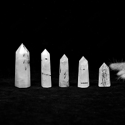 Кварц Турмалинизации  Point Tower натуральный турмалиновый кварц украшение для дома, исцеляющие каменные палочки, Декоры для медитации и терапии Рейки чакры, шестиугольник призма, 60~70 мм