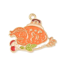 Food Подвески из сплава с эмалью ко дню благодарения, золотые, ветчина, 21.5x24.5x1.5 мм, отверстие : 1.8 мм