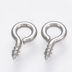 Stainless Steel Color 304 Stainless Steel Screw Eye Pin Peg Bails, For Half Drilled Beads, Stainless Steel Color, 9~10x5x1.5mm, Hole: 2.5mm, Pin: 1.5mm