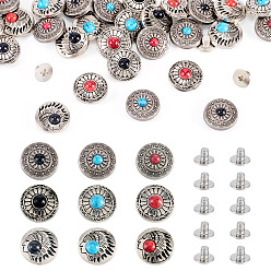 (52) Непрозрачная лаванда 36 шт. 9 стили сплава декоративные заклепки, с имитацией бирюзы из смолы и винтами, для кошелька, , украшение кожаных ремесел, разноцветные, 12x5.5~6 мм, отверстие : 2~2.5 мм, 4 шт / стиль