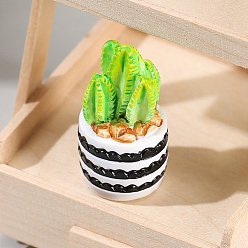 Lime Vert Accessoires de maison de poupée, Modèle de mini vase de cactus en résine de simulation, lime green, 32x17mm