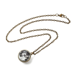 Темно-Серый Ожерелье с подвеской в виде светящейся стеклянной планеты и цепочками из старинного золотого сплава, темно-серый, 19.69 дюйм (50 см)