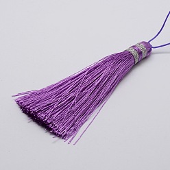 Темная Орхидея Нейлон кисточки большие украшения кулон, темные орхидеи, 95x10.5 мм