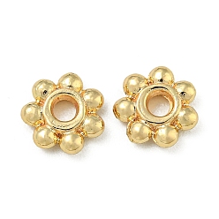 Настоящее золото 14K Покрытие стойки прокладками из цинкового сплава, долговечный, цветок, реальный 14 k позолоченный, 6x1.5 мм, отверстие : 1.5 мм