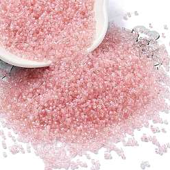 Pink Прозрачные внутри цветные стеклянные бусины, цилиндр, розовые, 1.6x1.3 мм, отверстие : 0.8 мм, Около 60000 шт / фунт