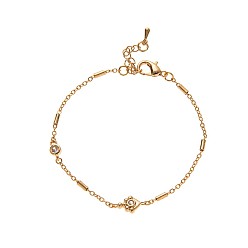 Сердце Латунные браслеты с микропаве из чистого кубического циркония, браслеты-цепочки для женщин, золотые, сердце, 6.69 дюйм (17 см)