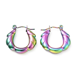 Rainbow Color Ионное покрытие (ip) цвет радуги 304 серьги-кольца из нержавеющей стали для женщин, 21x20x4 мм, штифты : 0.8 мм
