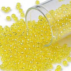 (102) Citrine Yellow Transparent Luster Круглые бусины toho, японский бисер, (102) цитрин желтый прозрачный блеск, 8/0, 3 мм, отверстие : 1 мм, Около 10000 шт / фунт