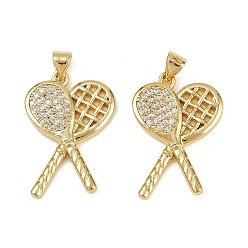 Другие Латунные микро проложить кубического циркония подвески, реальный 18 k позолоченный, без кадмия и без свинца, стойки покрытие, долговечный, ракетка, 25x18x3 мм, отверстие : 3.5x3 мм