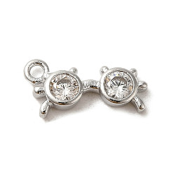 Платина Латунные микро проложить кубического циркония прелести, очки, платина, 6x12.5x2 мм, отверстие : 1.2 мм