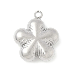 Цветок 304 подвески из нержавеющей стали, цвет нержавеющей стали, анти-тускнение, цветок, 18x15x5 мм, отверстие : 1.6 мм