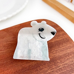 Медведь Акриловые коготь заколки, белые, медведь, 65x53 мм