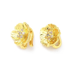 Настоящее золото 18K Латунные микропаве прозрачные подвески с фианитом, , реальный 18 k позолоченный, 10x11x7.5 мм, отверстие : 1.6 мм