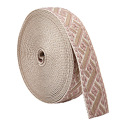 Pink Ruban polyester jacquard vintage, losange, ruban tissé brodé, pour les accessoires vestimentaires, rose, 1-1/2 pouces (38~39 mm), environ 10.00 yards (9.14m)/rouleau