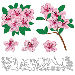 Цветок Углеродистая сталь разрезает трафареты, для diy scrapbooking, Фотоальбом, декоративная бумага для тиснения, цвет нержавеющей стали, узор азалия, цветочным узором, 92~118x83~154x0.8 мм, 4 шт / комплект