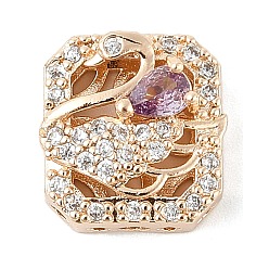 Средняя Орхидея Латунные микро проложить кубического циркония бусы, лебедь, без свинца и без кадмия, долговечный, средне орхидеи, 11.5x11x6.5 мм, отверстие : 1.8 мм