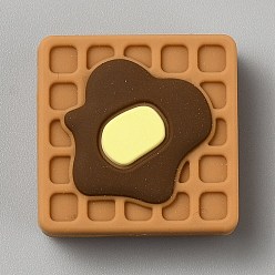 Квадрат Силиконовые бусины, фокусные бусы, коричневые, квадратный, 28.5x28.5x12 мм, отверстие : 2.5 мм