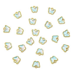 Светло-Голубой 20шт подвески из сплава стекла с покрытием стойки, бабочка, золотые, Небесно-голубой, 9x9.5x3.5 мм, отверстие : 1 мм