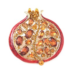 Topacio Alfileres de esmalte, broche de solapa de aleación con diamantes de imitación, granada, dorado, topacio, 35x32 mm