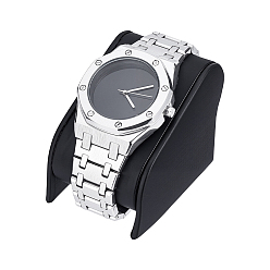 Черный Подставка для часов из АБС-пластика, обтянутая искусственной кожей., форма подушки, чёрные, 5.3x7.6x6.2 см