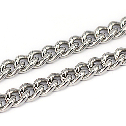 Stainless Steel Color 201 Stainless Steel Cuban Link Chains, Curb Chains, Unwelded, Stainless Steel Color, 9x7x2mm
