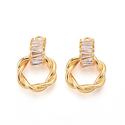 Настоящее золото 18K Латунные микро проложить кубического циркония подвески, кольцо, без никеля , долговечный, реальный 18 k позолоченный, 20.5x14x5.5 мм, отверстие : 1.4 мм