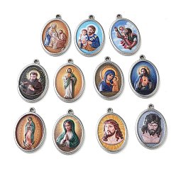 Нержавеющая Сталь Цвет 304 Подвески из нержавеющей стали с религиозным принтом, овальные подвески с изображением человека, цвет нержавеющей стали, 23.5x16x3 мм, отверстие : 1.8 мм